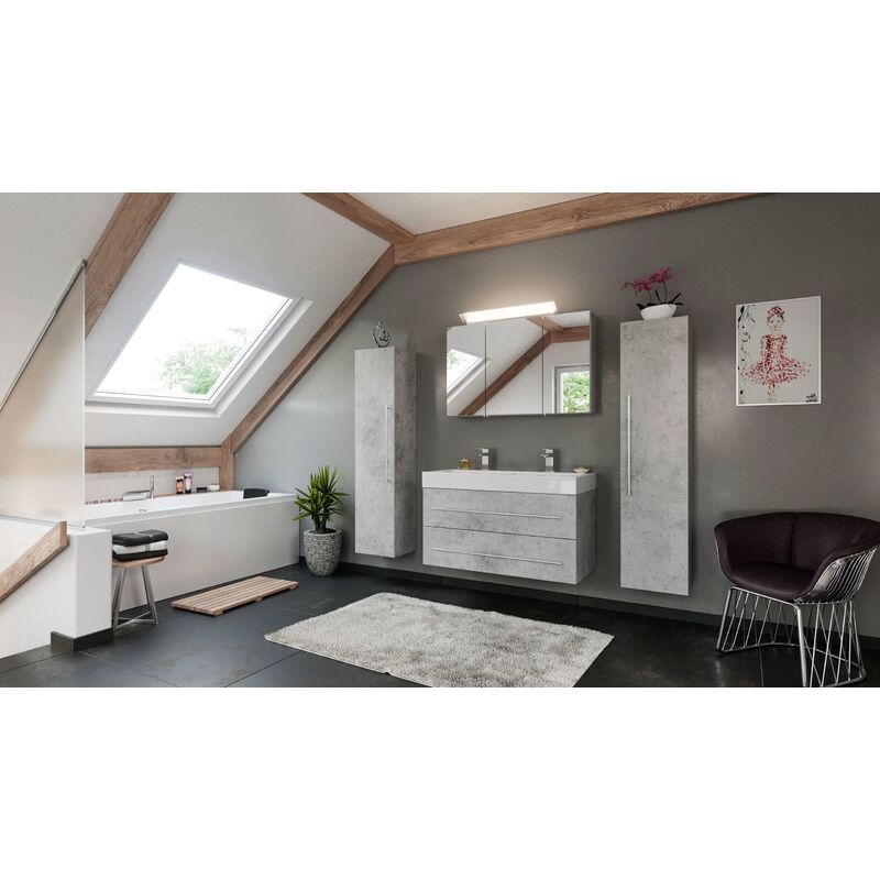 

Set de mueble de baño NOVA 100cm 4 partes Gris hormigón