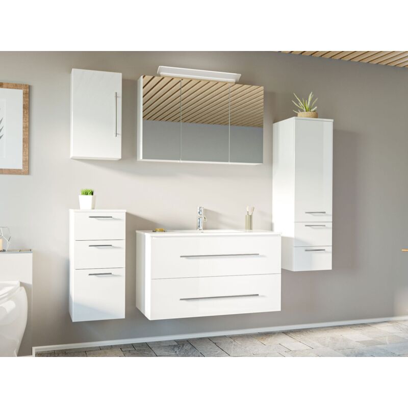 

Set de mueble de baño OPTIMO 100cm (5 partes) Blanco brillante