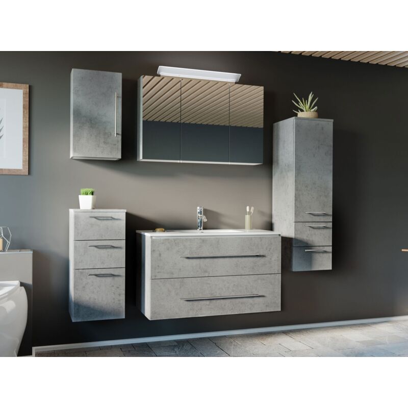 

Set de mueble de baño OPTIMO 100cm (5 partes) Gris hormigón