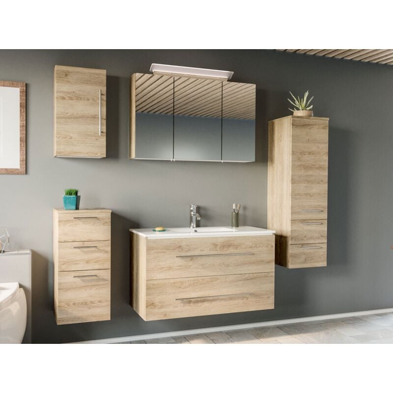 

Set de mueble de baño OPTIMO 100cm (5 partes) Roble claro
