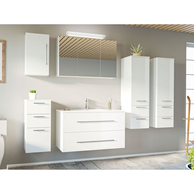 

Set de mueble de baño OPTIMO 100cm (6 partes) Blanco brillante