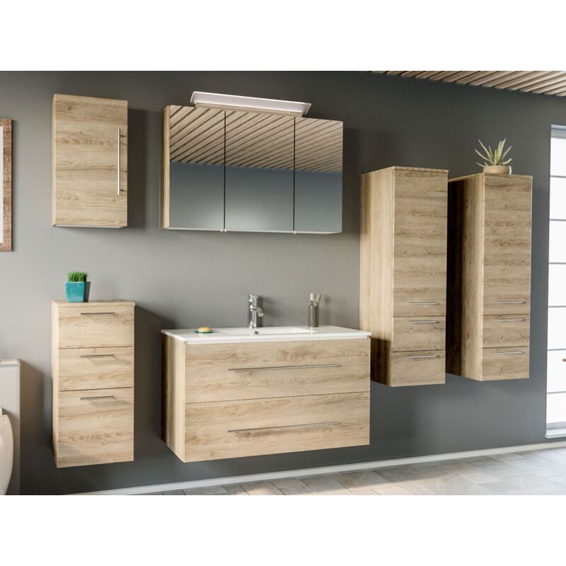 

Set de mueble de baño OPTIMO 100cm (6 partes) Roble claro