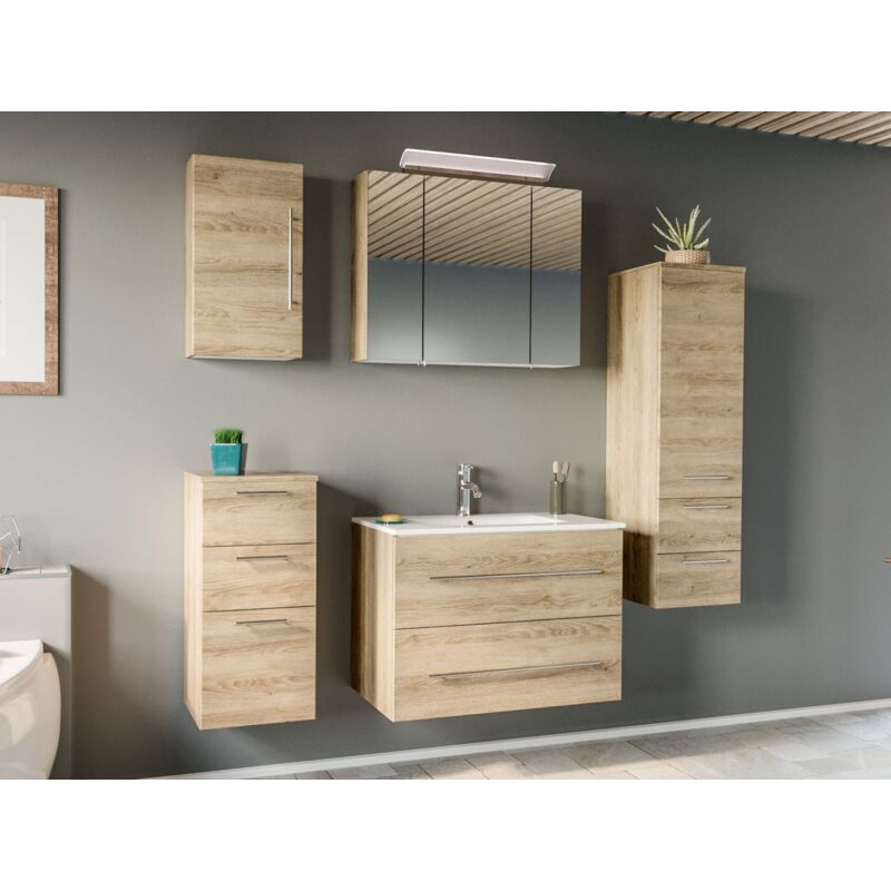 

Set de mueble de baño OPTIMO 80cm (5 partes) Roble claro