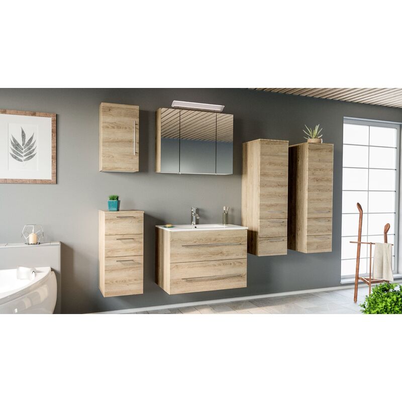 

Set de mueble de baño OPTIMO 80cm (6 partes) Roble claro