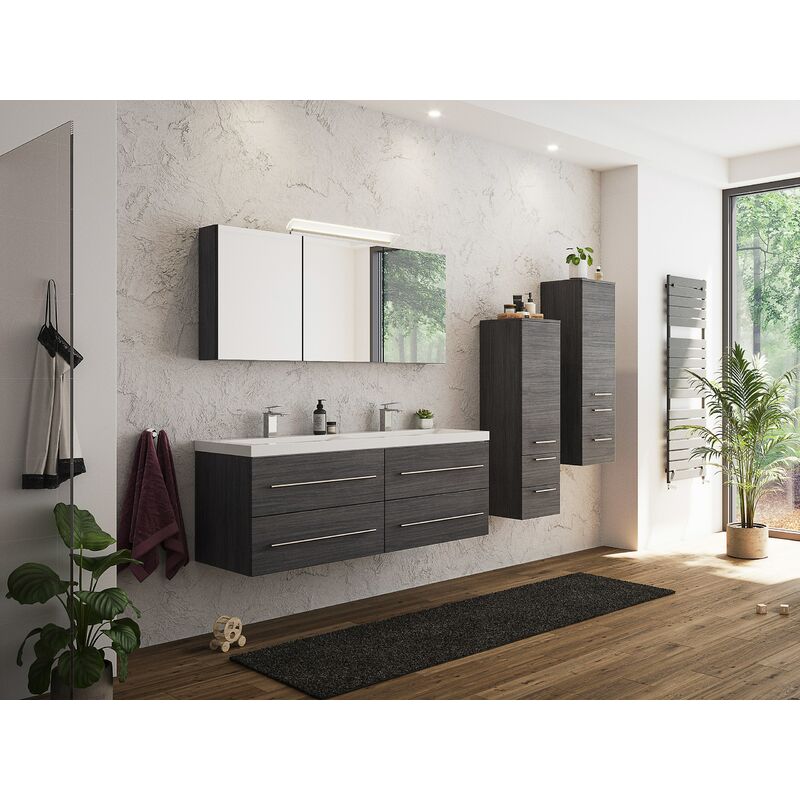 

Set de mueble de baño Persepolis XL Antracita vetado y armario con espejo