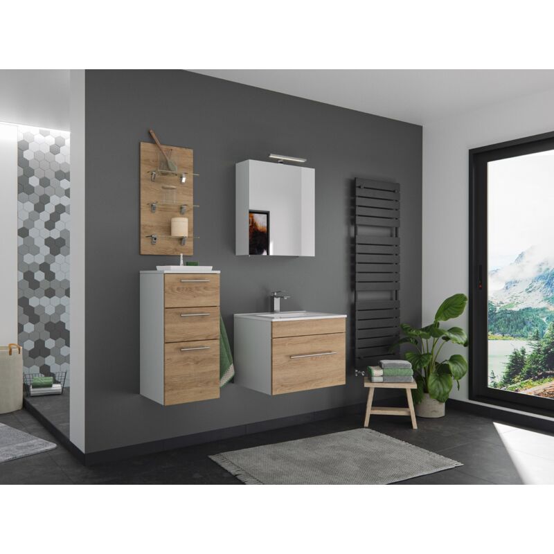 

Set de mueble de baño SANTINI 60 4 Partes Roble claro
