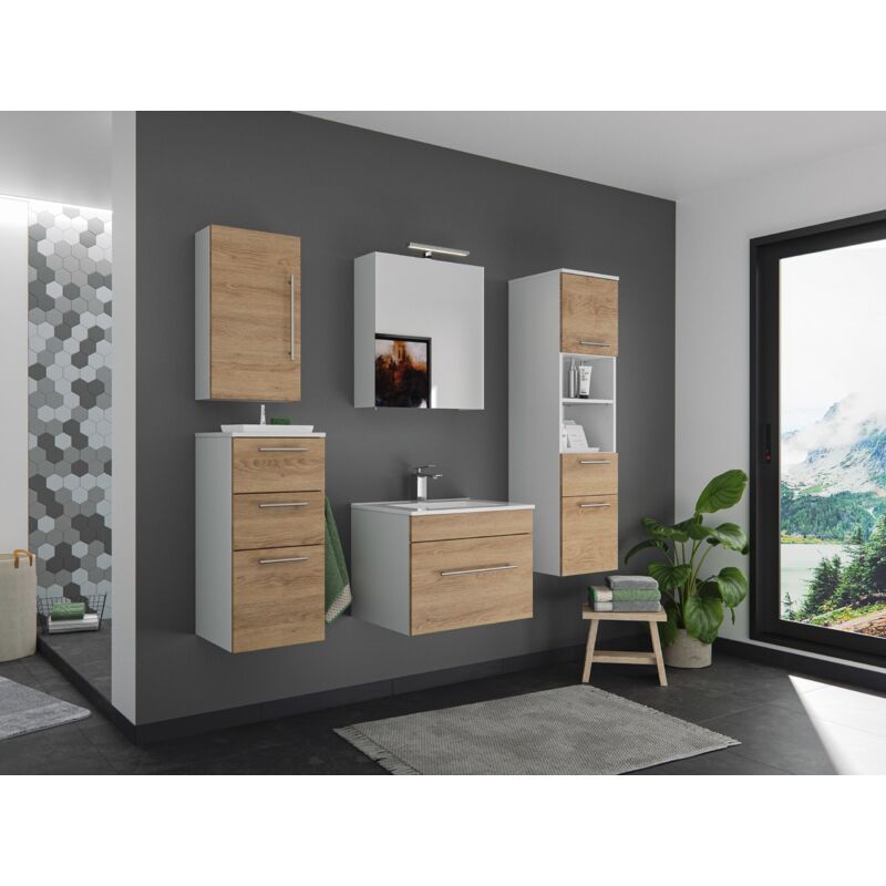 

Set de mueble de baño SANTINI 60 (5-partes) roble claro