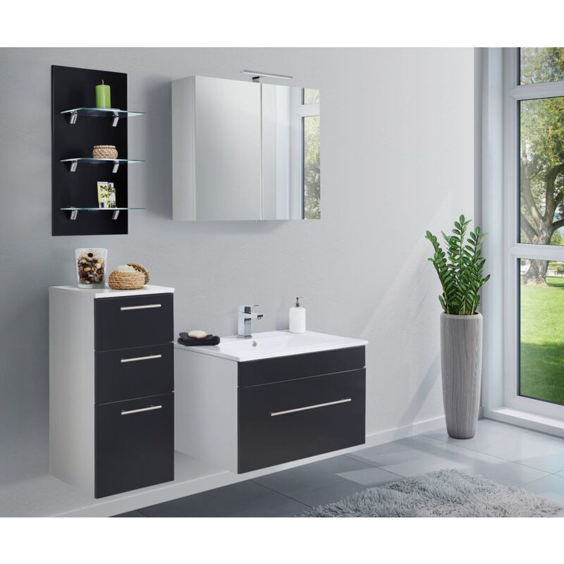 

Set de mueble de baño SANTINI 75 4 Partes Negro satinado