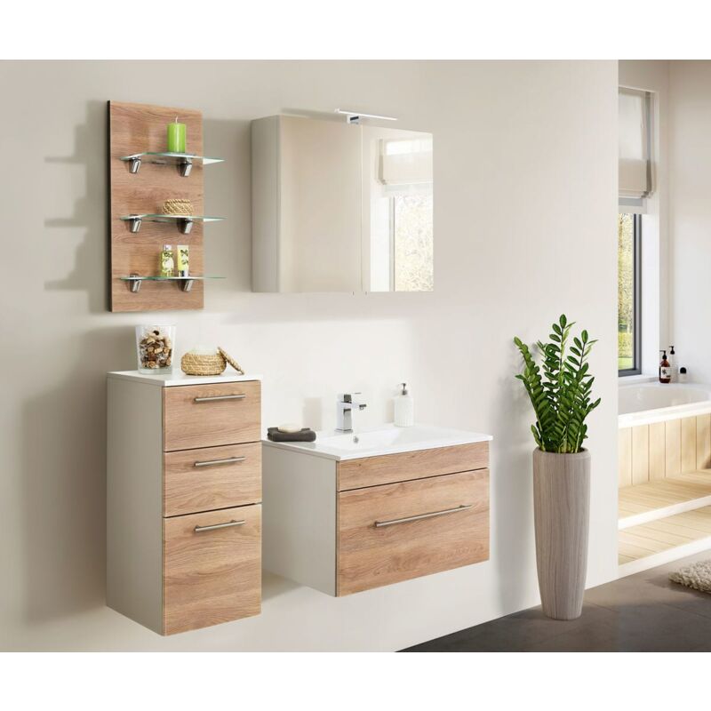 

Set de mueble de baño SANTINI 75 4 Partes Roble claro