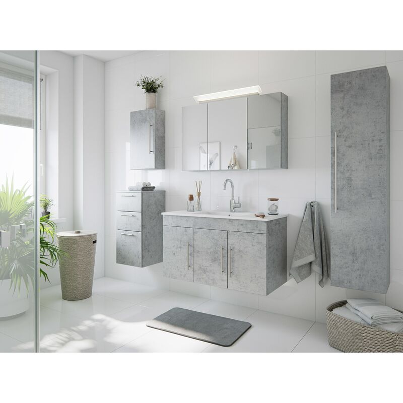 

Set de mueble de baño Venezia 100 5 Partes Gris hormigón