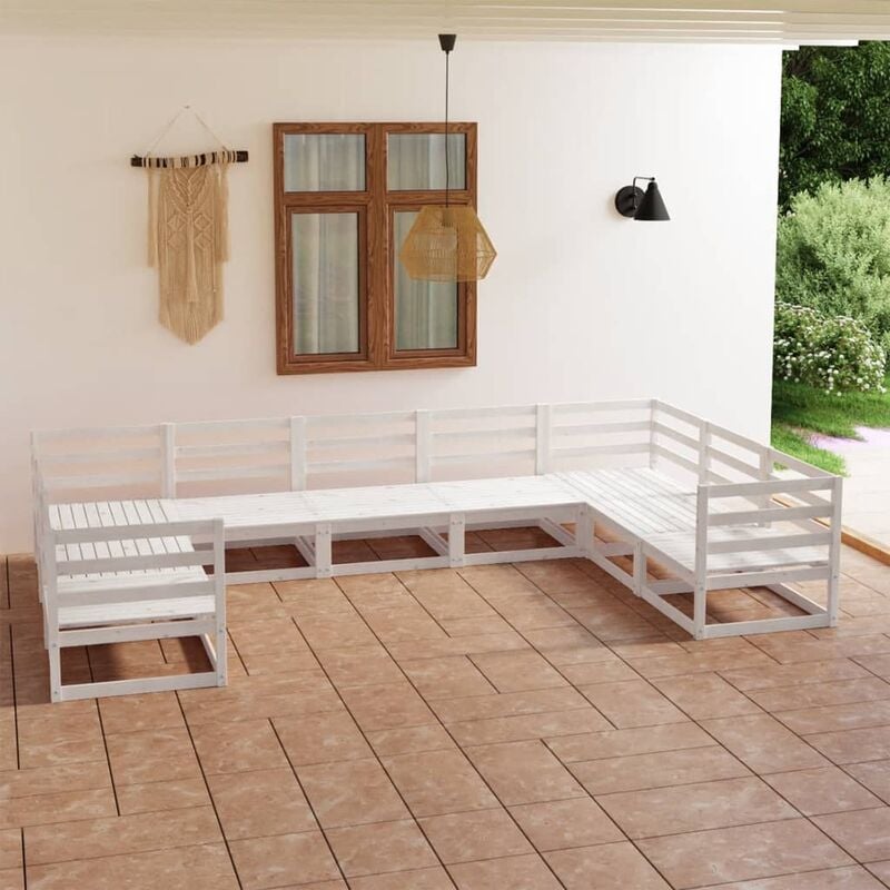 

Set de mueble de jardín de 9 piezas madera maciza de pino