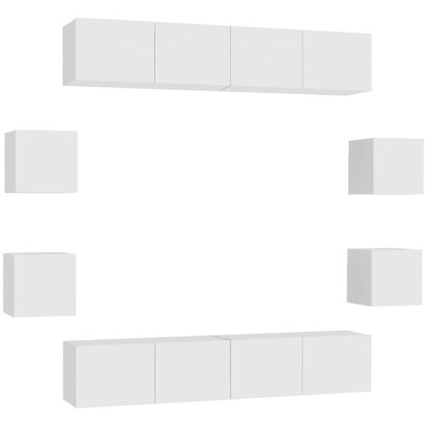 Set de mueble para TV de 8 piezas madera de ingeniería blanco vidaXL
