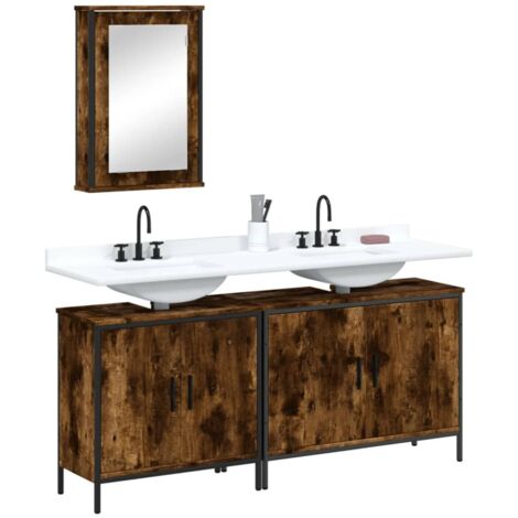 Set de muebles baño 3 pzas madera contrachapada roble ahumado
