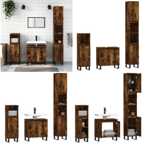 Set de muebles baño 3 pzas madera contrachapada roble ahumado - Armarios baño - Muebles de baño