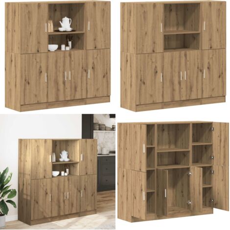 Set de muebles cocina 3 pzas madera ingeniería roble artesanal - Muebles cocina - Gabinetes cocina
