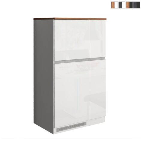 Set de muebles cubre nevera empotrado y especiero cocina lineal Fist - Blanco - Roble
