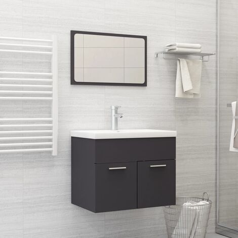 vidaXL Set de Muebles de Baño 2x Con/Sin Espejo Aglomerado Inodoro Multicolor
