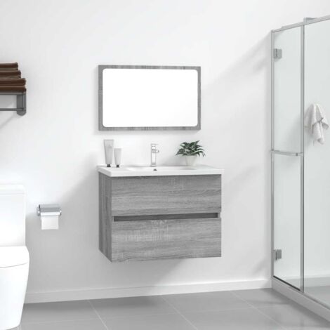 Set de muebles de baño 2 pzas madera contrachapada gris
