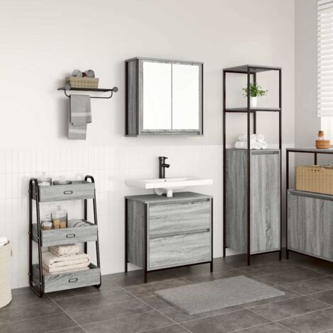 Set de muebles de baño 2 pzas madera contrachapada gris sonoma vidaXL