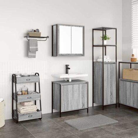 Set de muebles de baño 2 pzas madera contrachapada gris sonoma vidaXL