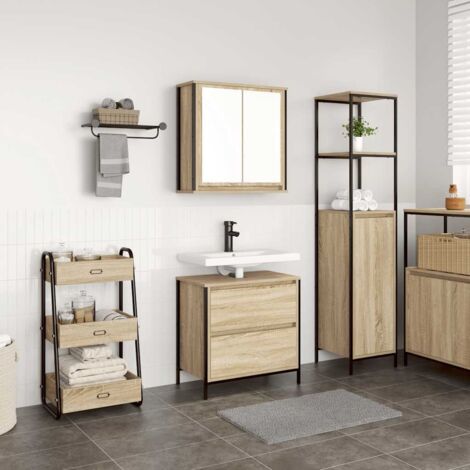 Set de muebles de baño 2 pzas madera contrachapada roble