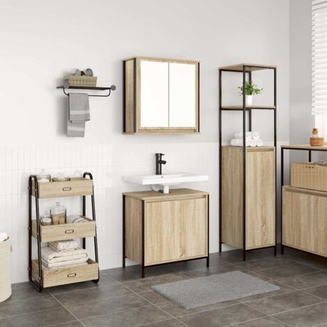 Set de muebles de baño 2 pzas madera contrachapada roble