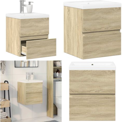 Set de muebles de baño 2 pzas madera contrachapada roble Sonoma - Muebles de baño - Almacenamiento de baño