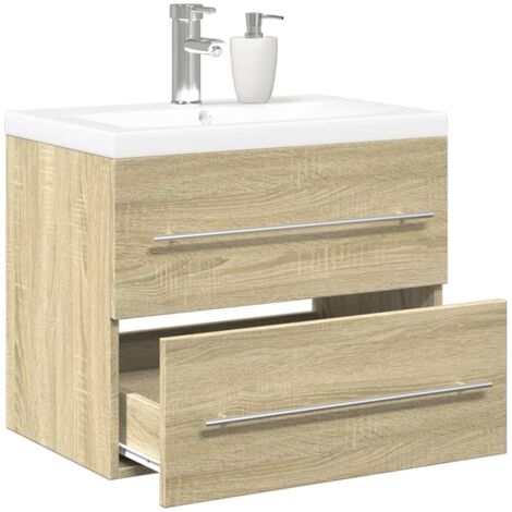 Set de muebles de baño 2 pzas madera contrachapada roble Sonoma vidaXL
