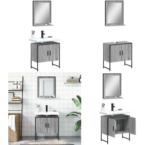 Set de muebles de baño 2 pzas madera de ingeniería gris sonoma - Muebles de baño - Armario de lavabo