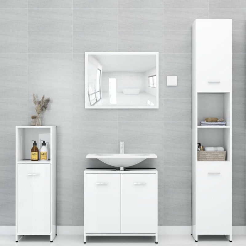 

Set de muebles de bano 3 piezas aglomerado blanco brillante