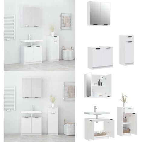 Set de muebles de baño 3 piezas madera contrachapada blanco - Armarios de baño - Muebles de baño blancos