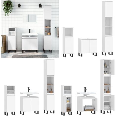 Set de muebles de baño 3 piezas madera contrachapada blanco - Armarios de baño - Muebles de baño blancos