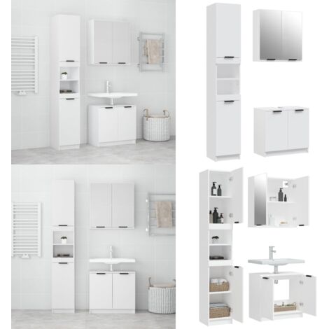 Set de muebles de baño 3 piezas madera contrachapada blanco - Armarios de baño - Muebles de baño blancos