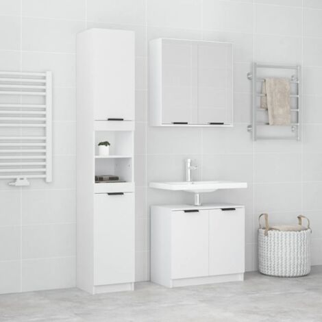 Set de muebles de baño 3 piezas madera contrachapada blanco vidaXL