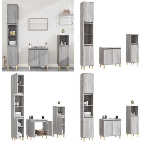 Set de muebles de baño 3 pzas madera contrachapada gris sonoma - Muebles de baño - Almacenamiento de baño