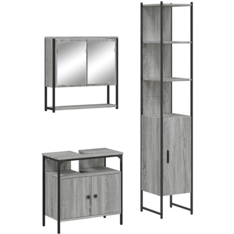 Set de muebles de baño 3 pzas madera contrachapada gris sonoma vidaXL