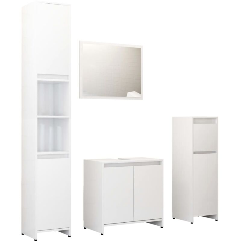 

Set de muebles de baño 4 piezas aglomerado blanco brillante - Blanco - Vidaxl