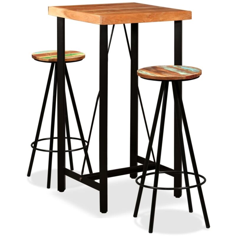 

Set de Muebles de Bar Madera de Acacia y Reciclada 3 Piezas - Marrón - Vidaxl