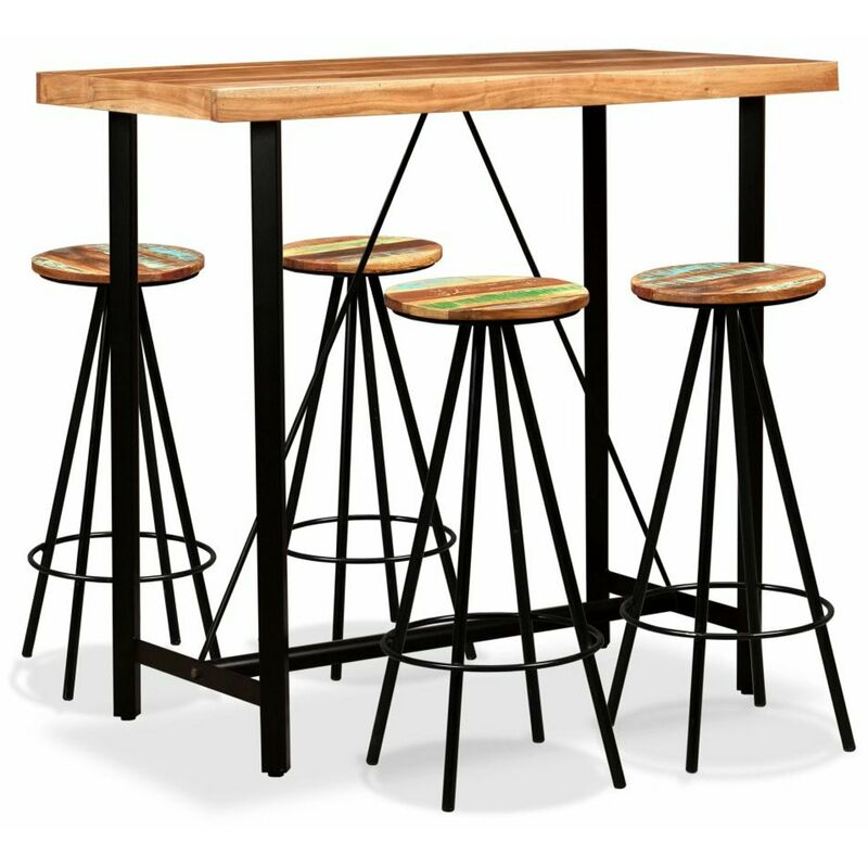 

Set de muebles de bar 5 piezas madera de acacia y reciclada