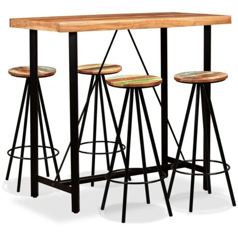 Set de muebles de bar 5 piezas madera de acacia y reciclada