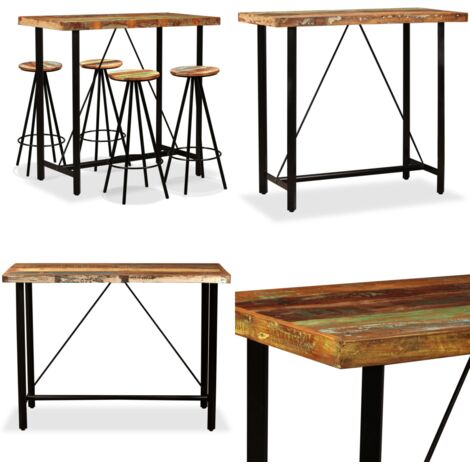 Set de muebles de bar 5 piezas madera maciza reciclada - Muebles de bar - Mesa de bar