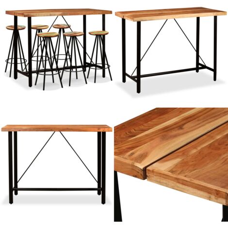 Set de muebles de bar 7 piezas madera de acacia y reciclada - Muebles de bar - Mesa de bar