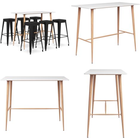 Set de muebles de bar de 7 piezas blanco y negro - Sillas de bar - Muebles de bar