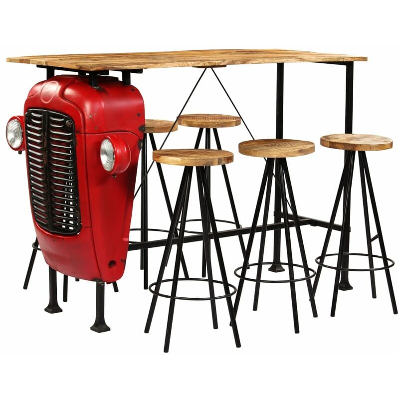 

BHD - Set de muebles de bar madera maciza mango 7 pzas 150x60x107 cm