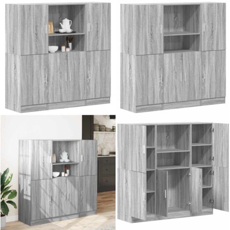 Set de muebles de cocina 3 pzas madera ingeniería gris sonoma - Muebles de cocina - Gabinetes de cocina