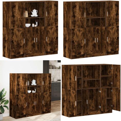 Set de muebles de cocina 3 pzas madera ingeniería roble ahumado - Muebles de cocina - Almacenamiento de cocina
