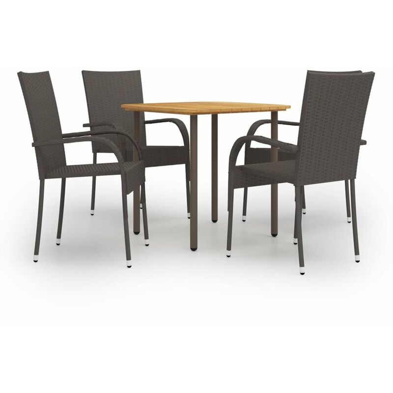

Set de muebles de comedor de jardin 5 piezas de ratan marron