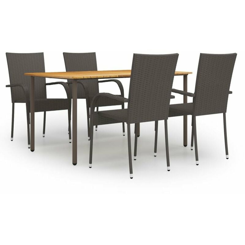 

Set de muebles de comedor de jardin 5 piezas de ratan marron
