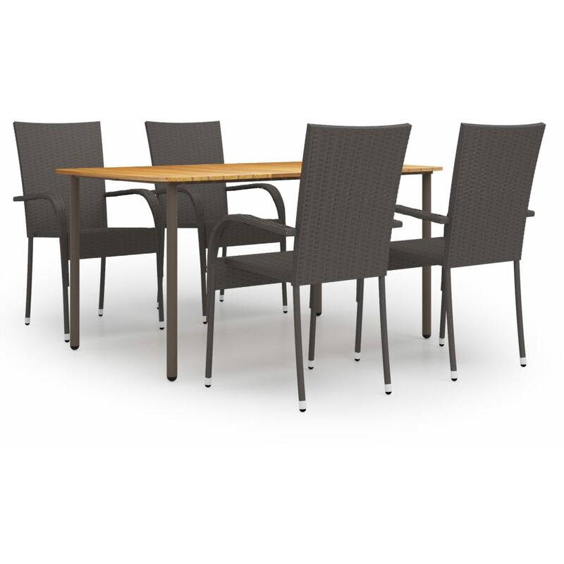 

Set de muebles de comedor de jardín 5 piezas de ratán marrón