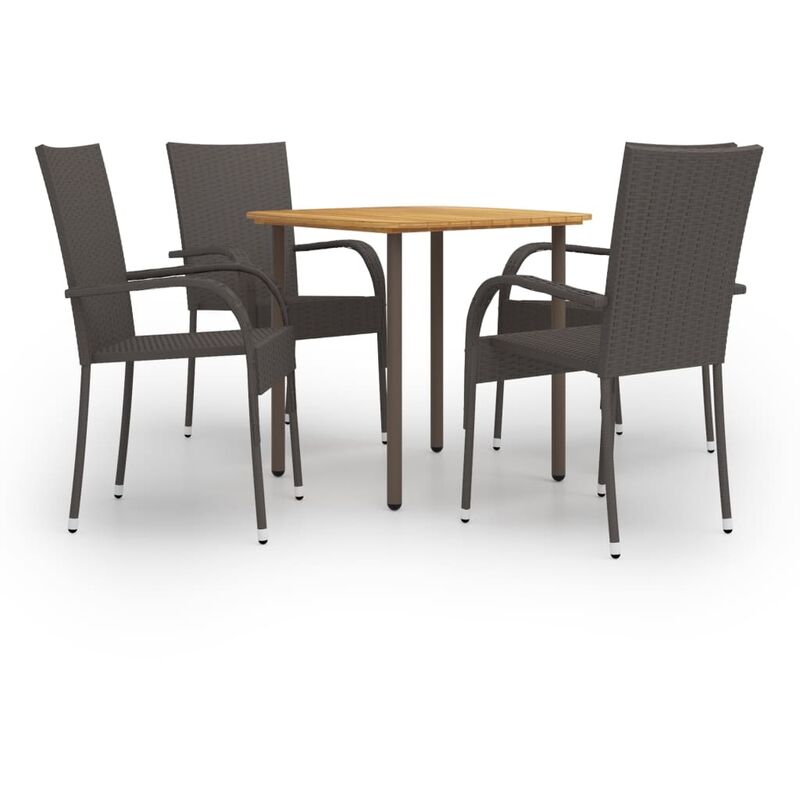 

Set de muebles de comedor de jardín 5 piezas de ratán marrón